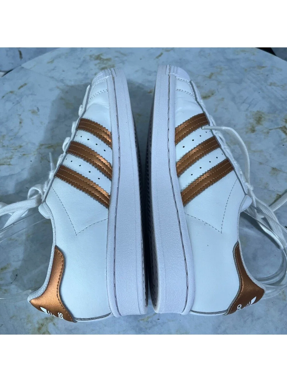 Adidas Superstar Women's Size 6.5 Shoes White Copper Casual Low Top Sneakers